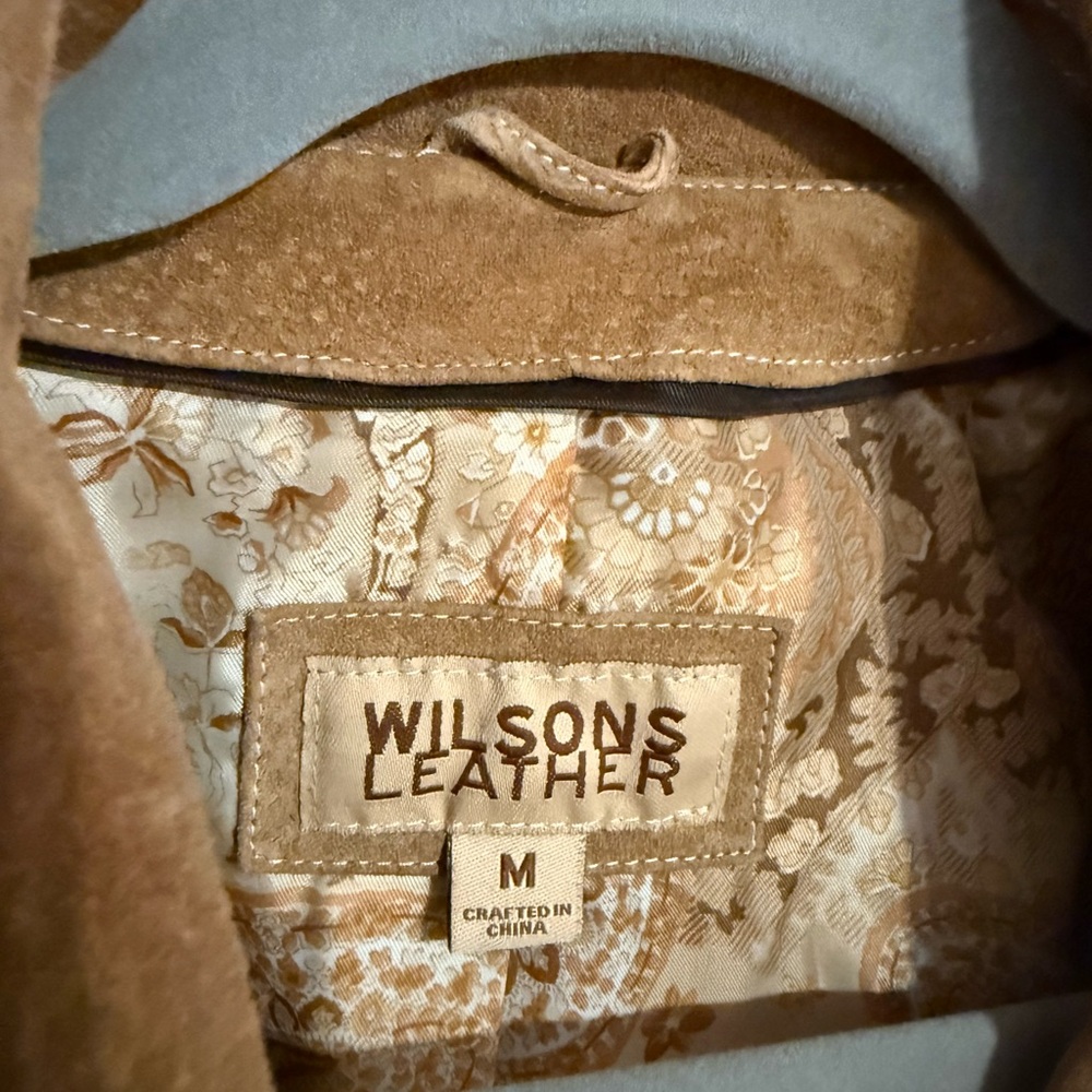 Wilson Leather Tan Suede Double-Breasted Belted Coat - Picture 2 of 5